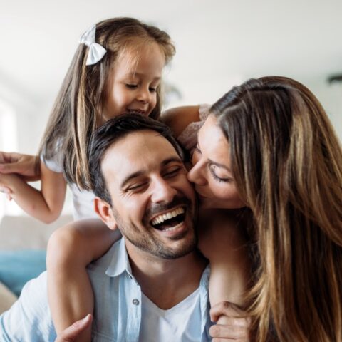 Happy family having fun time at home